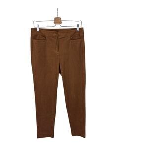 LOFT Faux Suede Pants Cognac Brown Soft Stretch Trousers Women’s 4